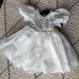 Elegant White Puff Sleeve Dress